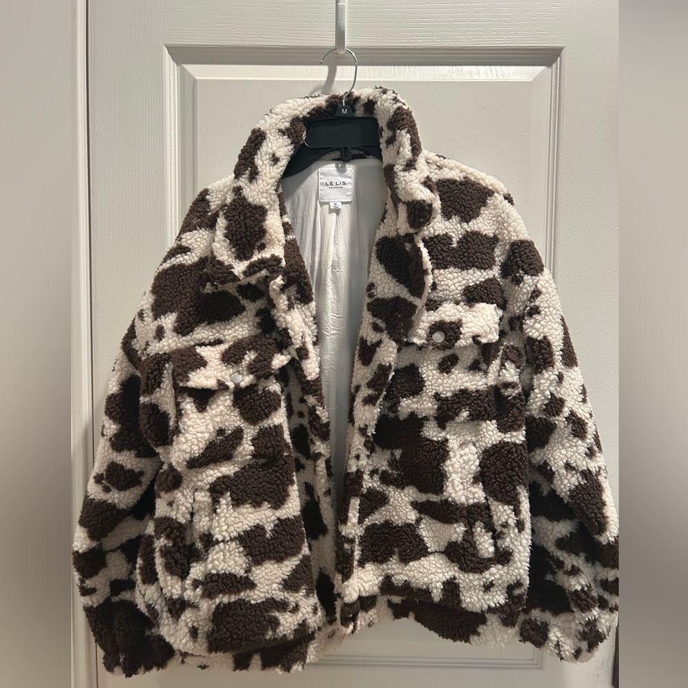 Cow Print Women’s Sherpa Jacket